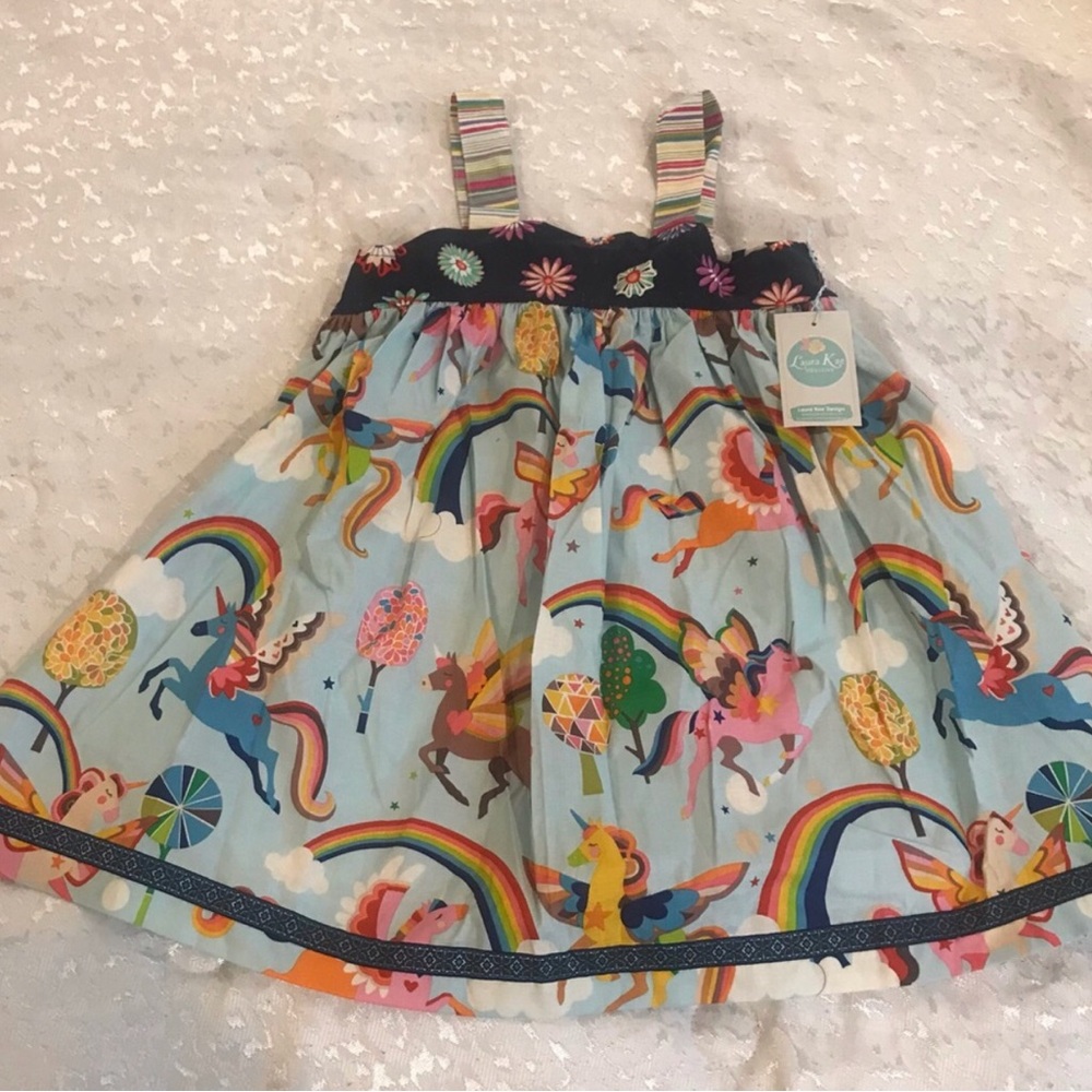 Girls Rainbow Unicorn Print Sundress NWT Size 10